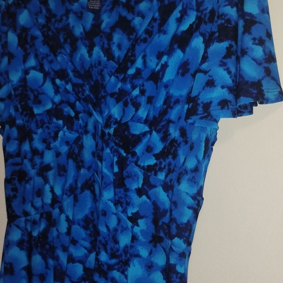 Chaps By Ralph Lauren Floral Crossover Surplice Dress-Blue  Moc Wrap Jersey - Picture 9 of 16